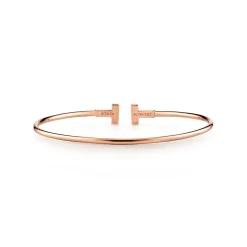 Tiffany & Co. 18K Rose Gold Tiffany T Narrow Wire Bracelet | ^ Bracelets|Rose Gold Jewelry
