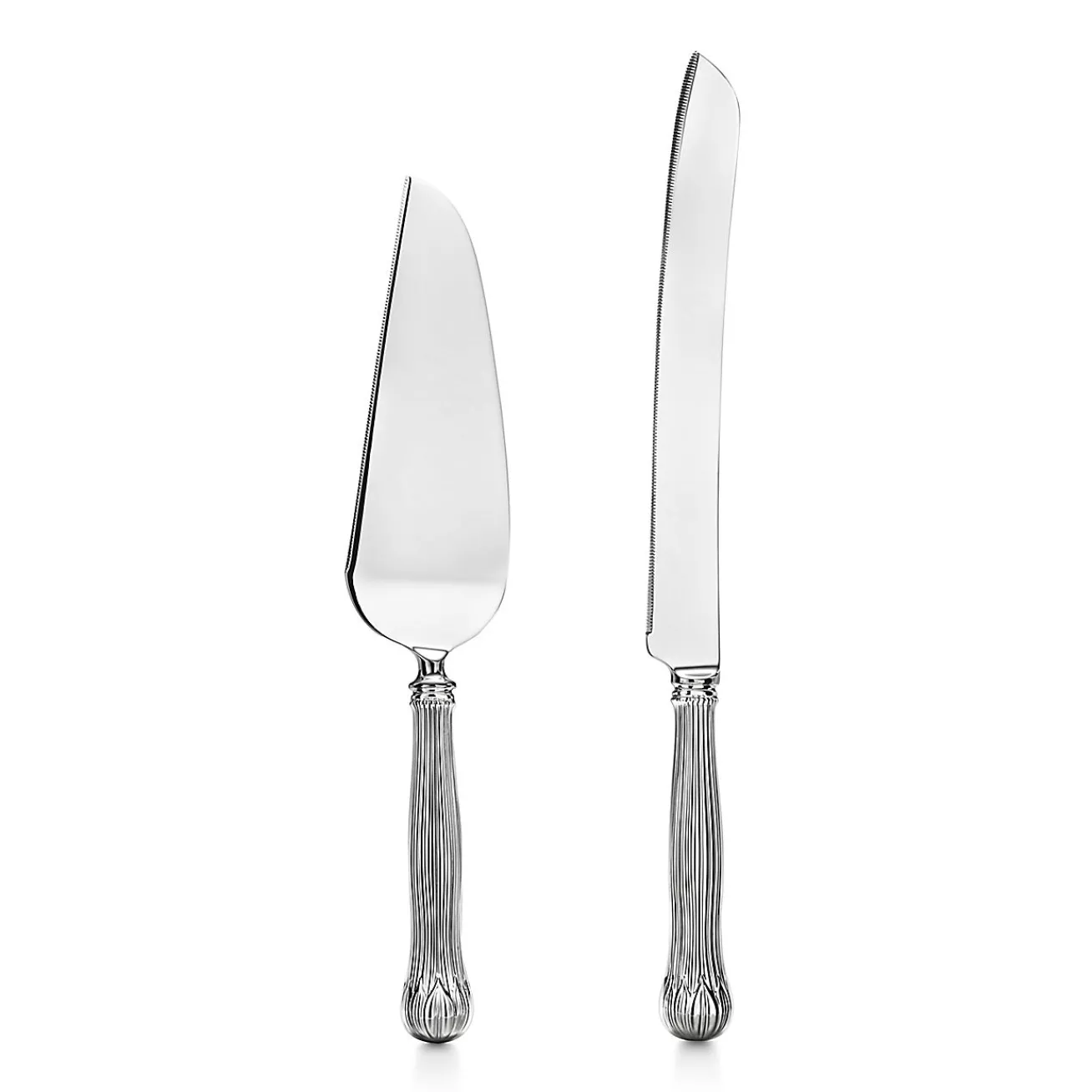 Tiffany & Co. Lotus cake knife and server in sterling silver. | ^ The Couple|Wedding Gifts