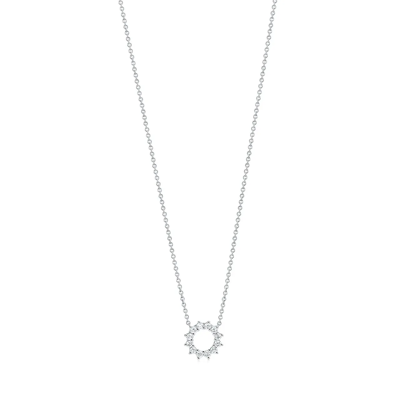 Tiffany & Co. Open circle pendant in platinum with diamonds, mini. | ^ Necklaces & Pendants|Dainty Jewelry