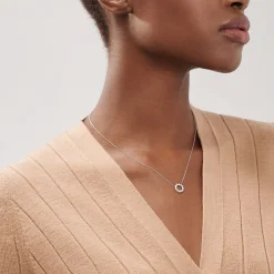 Tiffany & Co. Open circle pendant in platinum with diamonds, mini. | ^ Necklaces & Pendants|Dainty Jewelry