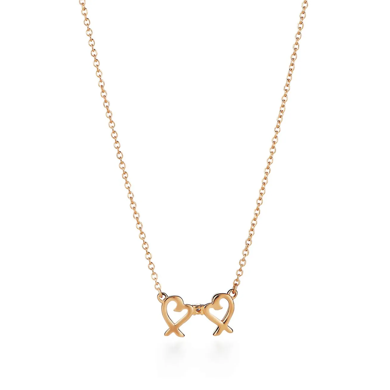Tiffany & Co. Paloma Picasso® Double Loving Heart pendant in 18k gold with diamonds. | ^ Necklaces & Pendants|Gold Jewelry