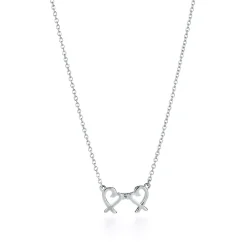Tiffany & Co. Paloma Picasso® Double Loving Heart pendant in sterling silver with diamonds. | ^ Necklaces & Pendants|Sterling Silver Jewelry