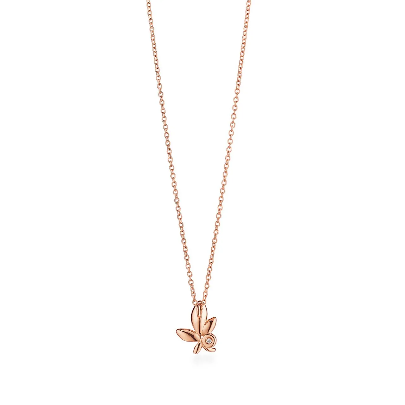 Tiffany & Co. Paloma Picasso® Olive Leaf pendant in 18k rose gold with a diamond, mini. | ^ Necklaces & Pendants|Rose Gold Jewelry