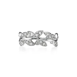 Tiffany & Co. Paloma Picasso® Olive Leaf Ring in White Gold with Diamonds, Narrow | ^ Rings|Diamond Jewelry