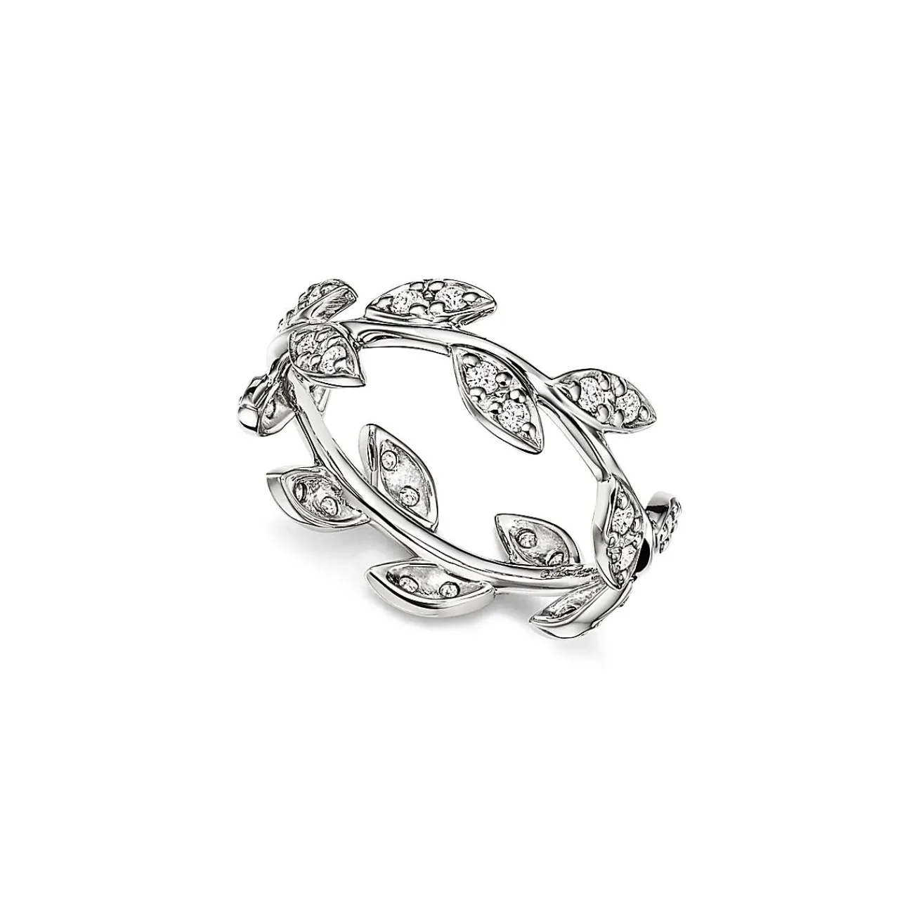 Tiffany & Co. Paloma Picasso® Olive Leaf Ring in White Gold with Diamonds, Narrow | ^ Rings|Diamond Jewelry