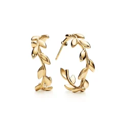 Tiffany & Co. Paloma Picasso® Olive Leaf hoop earrings in 18k gold. | ^ Earrings|Gifts for Her
