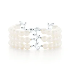 Tiffany & Co. Paloma Picasso® Olive Leaf three-row pearl bracelet in sterling silver. | ^ Bracelets|Sterling Silver Jewelry