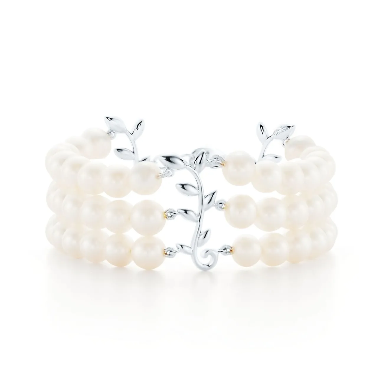 Tiffany & Co. Paloma Picasso® Olive Leaf three-row pearl bracelet in sterling silver. | ^ Bracelets|Sterling Silver Jewelry