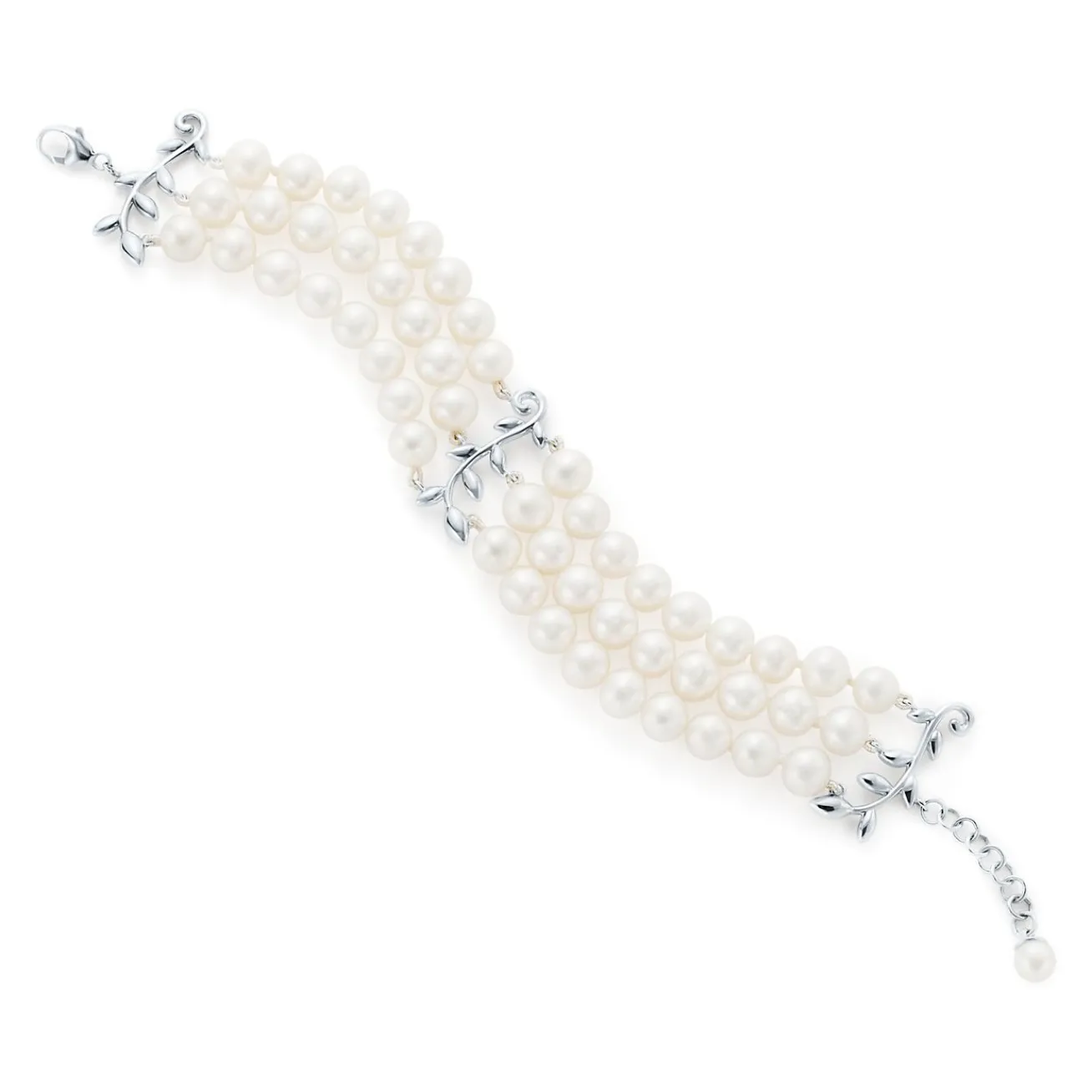 Tiffany & Co. Paloma Picasso® Olive Leaf three-row pearl bracelet in sterling silver. | ^ Bracelets|Sterling Silver Jewelry