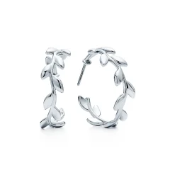 Tiffany & Co. Paloma Picasso® Olive Leaf hoop earrings in sterling silver. | ^ Earrings|Gifts for Her
