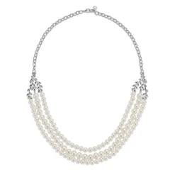Tiffany & Co. Paloma Picasso® Olive Leaf three-row pearl necklace in sterling silver. | ^ Necklaces & Pendants|Sterling Silver Jewelry