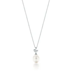 Tiffany & Co. Paloma Picasso® Olive Leaf pendant in sterling silver with a cultured pearl. | ^ Necklaces & Pendants|Gifts for Her