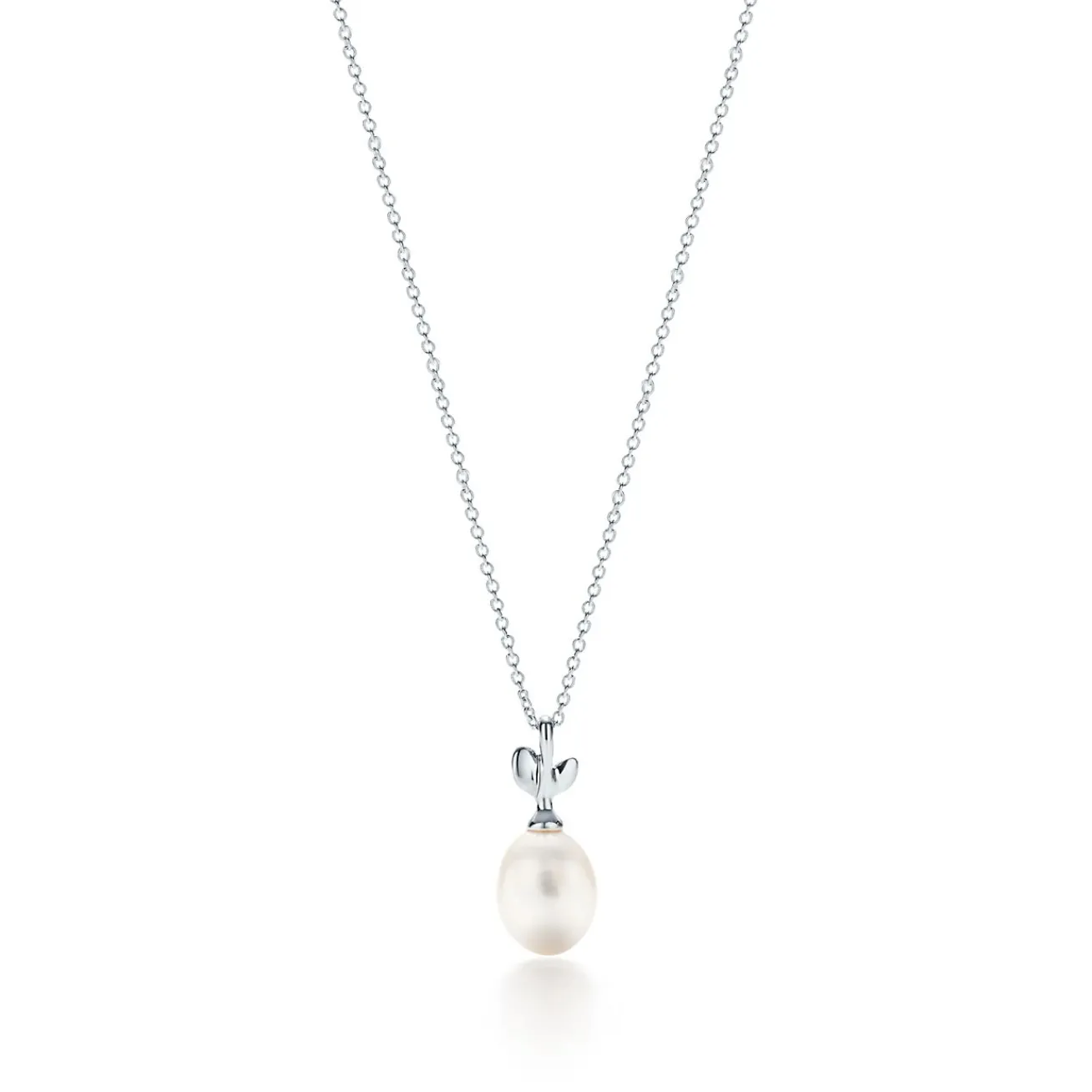 Tiffany & Co. Paloma Picasso® Olive Leaf pendant in sterling silver with a cultured pearl. | ^ Necklaces & Pendants|Gifts for Her