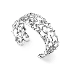 Tiffany & Co. Paloma Picasso® Olive Leaf narrow cuff in 18k white gold with diamonds, medium. | ^ Bracelets