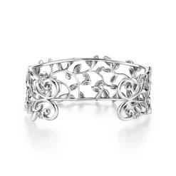 Tiffany & Co. Paloma Picasso® Olive Leaf narrow cuff in 18k white gold with diamonds, medium. | ^ Bracelets