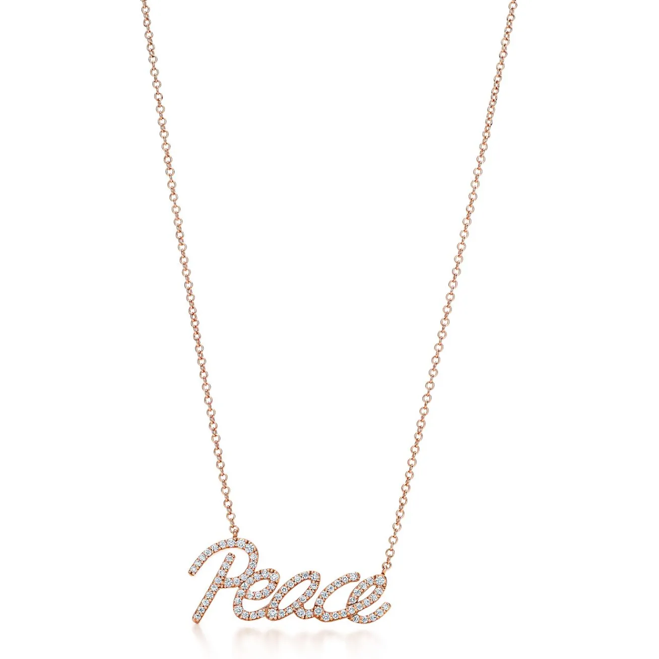 Tiffany & Co. Paloma Picasso® Peace pendant in 18k rose gold with diamonds, small. | ^ Necklaces & Pendants|Paloma Picasso®
