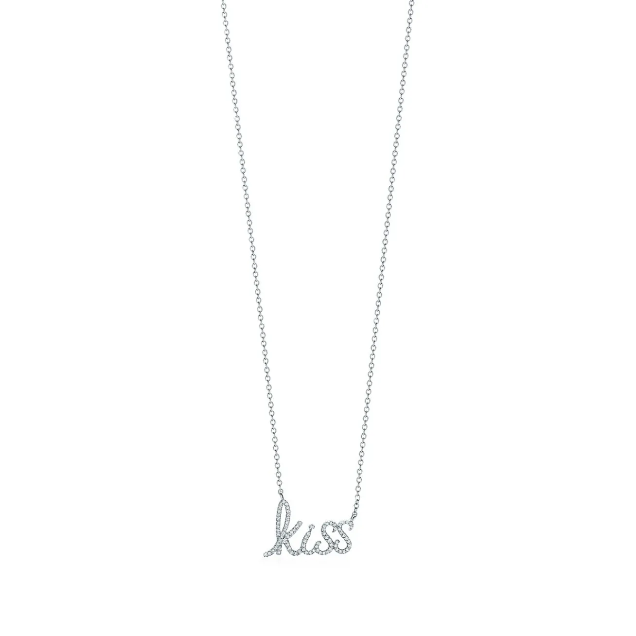 Tiffany & Co. Paloma's Graffiti kiss pendant in 18k white gold with diamonds, mini. | ^ Necklaces & Pendants|Diamond Jewelry