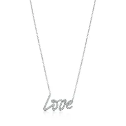 Tiffany & Co. Paloma's Graffiti love pendant in 18k white gold with diamonds, small. | ^ Necklaces & Pendants|Dainty Jewelry