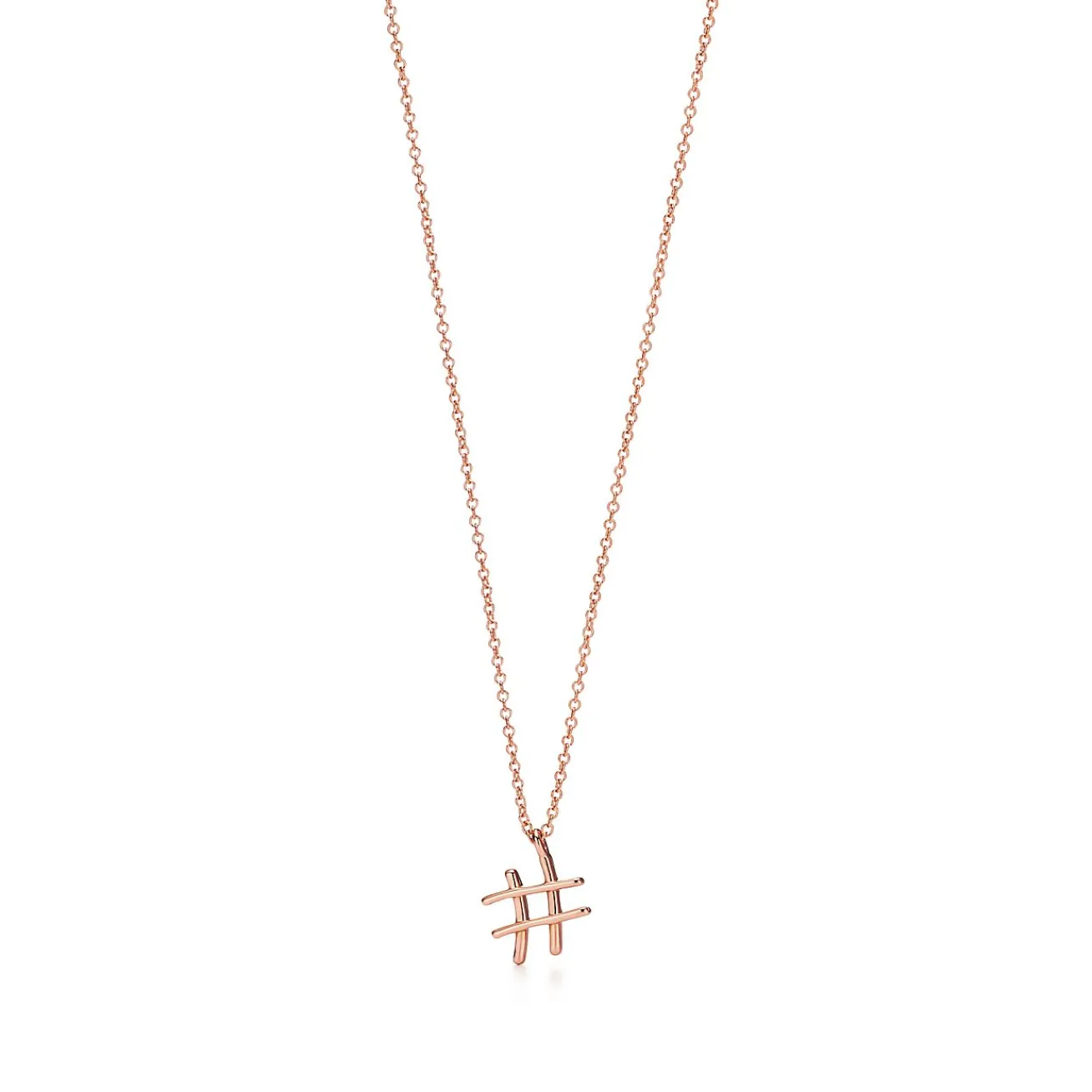 Tiffany & Co. Paloma's Graffiti small hashtag pendant in 18k rose gold, 16". | ^ Necklaces & Pendants|Rose Gold Jewelry