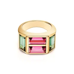 Tiffany & Co. Paloma's Studio baguette four-stone ring in 18k gold with gemstones. | ^ Rings|Gold Jewelry