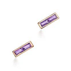 Tiffany & Co. Paloma's Studio bar earrings in 18k gold with baguette amethysts. | ^ Earrings|Gold Jewelry