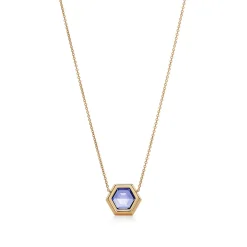 Tiffany & Co. Paloma's Studio hexagon pendant in 18k gold with a tanzanite. | ^ Necklaces & Pendants|Gold Jewelry