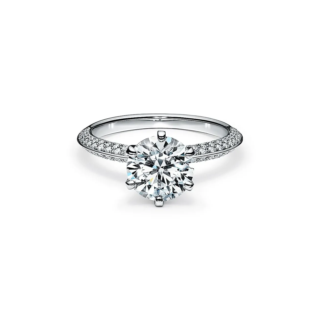 Tiffany & Co. Pavé Tiffany® Setting with a diamond band: world's most iconic engagement ring. | ^ Engagement Rings