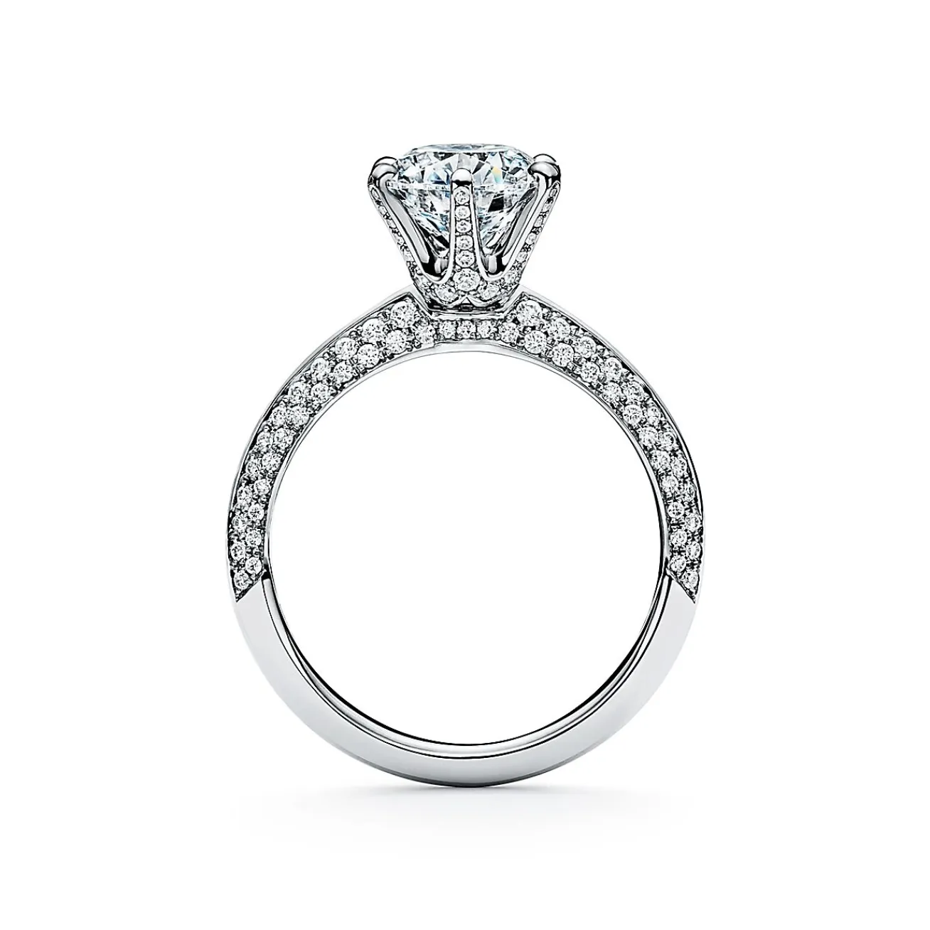 Tiffany & Co. Pavé Tiffany® Setting with a diamond band: world's most iconic engagement ring. | ^ Engagement Rings