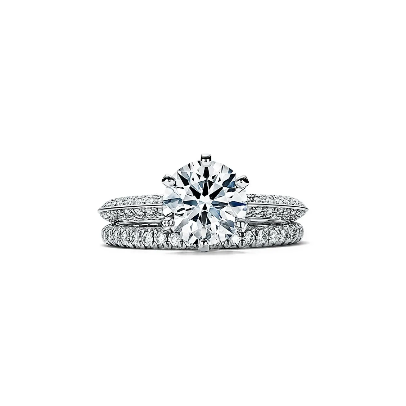 Tiffany & Co. Pavé Tiffany® Setting with a diamond band: world's most iconic engagement ring. | ^ Engagement Rings