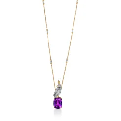 Tiffany & Co. Pendant in Gold and Platinum with an Amethyst, Diamonds and Pink Sapphires | ^ Necklaces & Pendants|Gold Jewelry