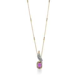 Tiffany & Co. Pendant in Gold and Platinum with an Amethyst, Diamonds and Pink Sapphires | ^ Necklaces & Pendants|Gold Jewelry