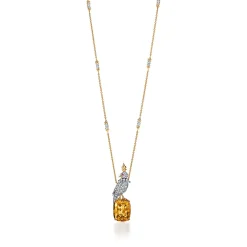 Tiffany & Co. Pendant in Yellow Gold and Platinum with a Citrine, Diamonds and Pink Sapphires | ^ Necklaces & Pendants|Gold Jewelry