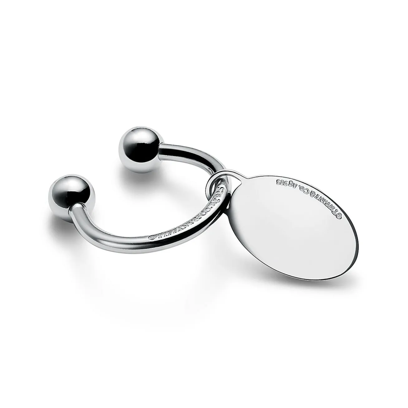 Tiffany & Co. Personal Essentials Oval Tag Screwball Key Ring in Sterling Silver | ^Women Gifts to Personalize|Key Rings
