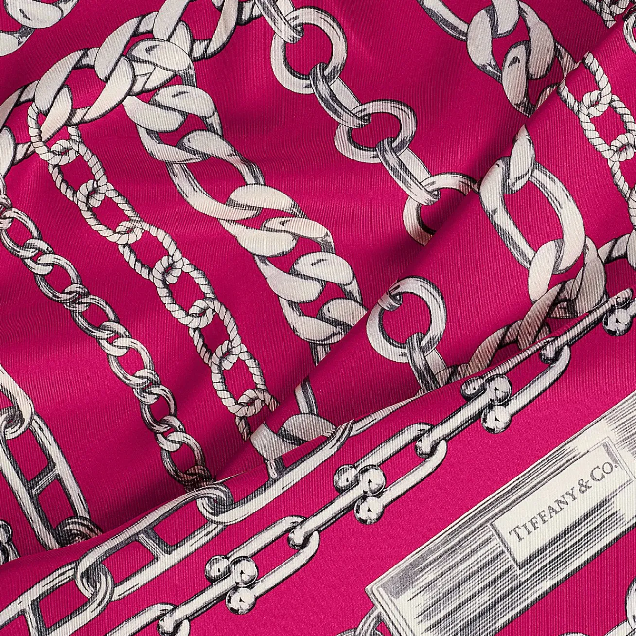 Tiffany & Co. Return to Tiffany® Chains Square Scarf in Fuchsia Silk | ^Women Scarves & Stoles|Women's Accessories