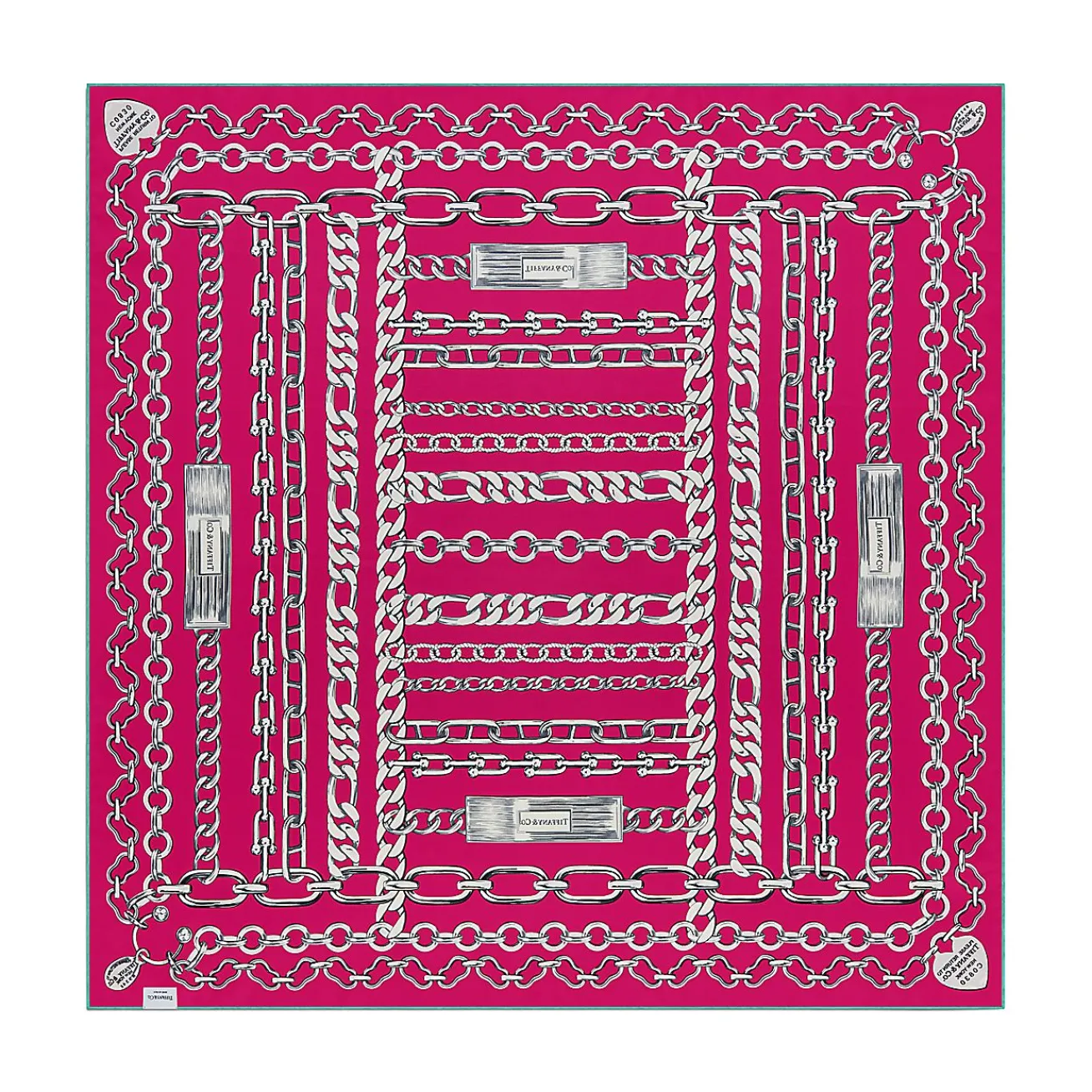 Tiffany & Co. Return to Tiffany® Chains Square Scarf in Fuchsia Silk | ^Women Scarves & Stoles|Women's Accessories