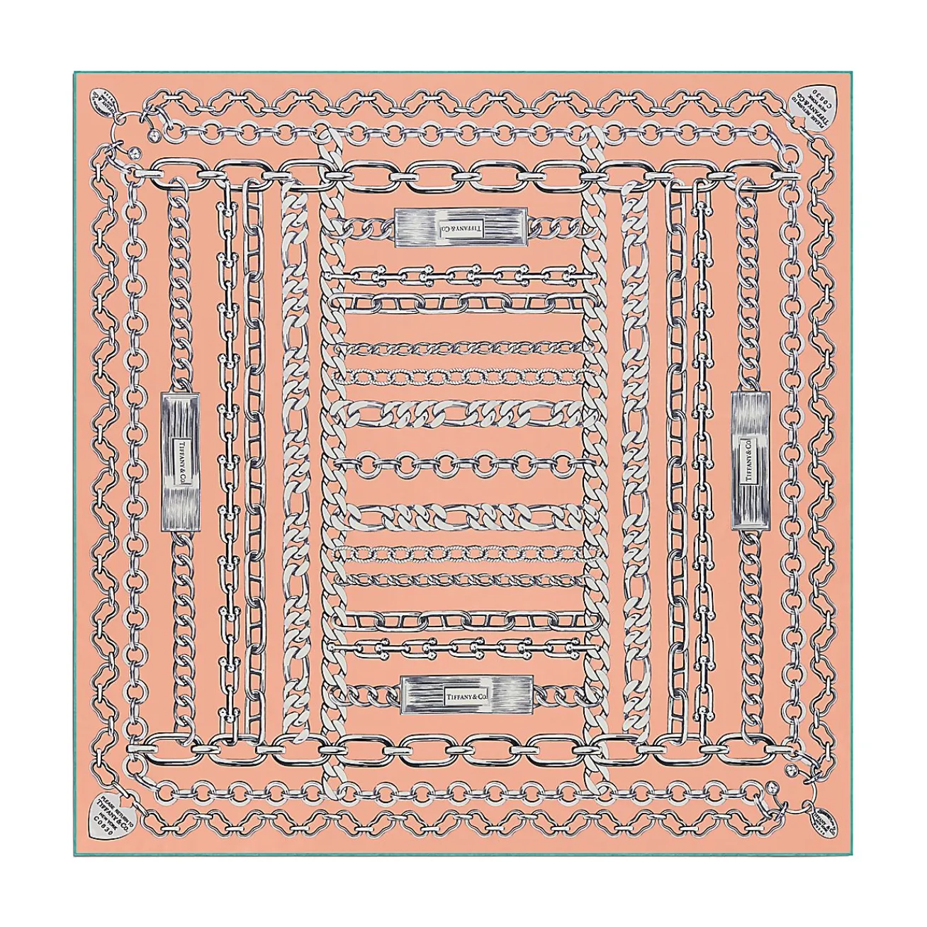 Tiffany & Co. Return to Tiffany® Chains Square Scarf in Peach Silk | ^Women Scarves & Stoles|Women's Accessories