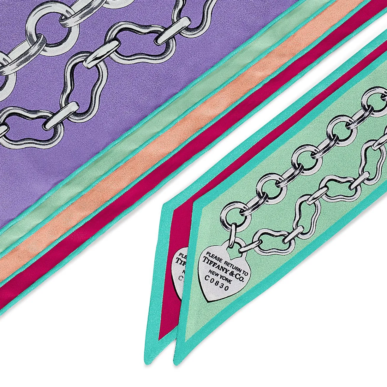 Tiffany & Co. Return to Tiffany® Chains Square Scarf in Peach Silk | ^Women Scarves & Stoles|Women's Accessories