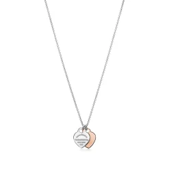 Tiffany & Co. Return to Tiffany® Double Heart Tag Pendant in Silver and Rose Gold, Mini | ^ Necklaces & Pendants|Dainty Jewelry