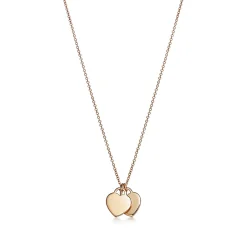 Tiffany & Co. Return to Tiffany® Double Heart Tag Pendant in Yellow Gold, Mini | ^ Necklaces & Pendants|Gifts for Her
