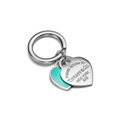 Tiffany & Co. Return to Tiffany® Double Heart Tag Key Ring in Silver with Tiffany Blue® | ^Women Tiffany Blue® Gifts|Key Rings