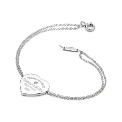Tiffany & Co. Return to Tiffany® Heart Double Chain Bracelet in Silver with a Diamond, Small | ^ Bracelets|Sterling Silver Jewelry