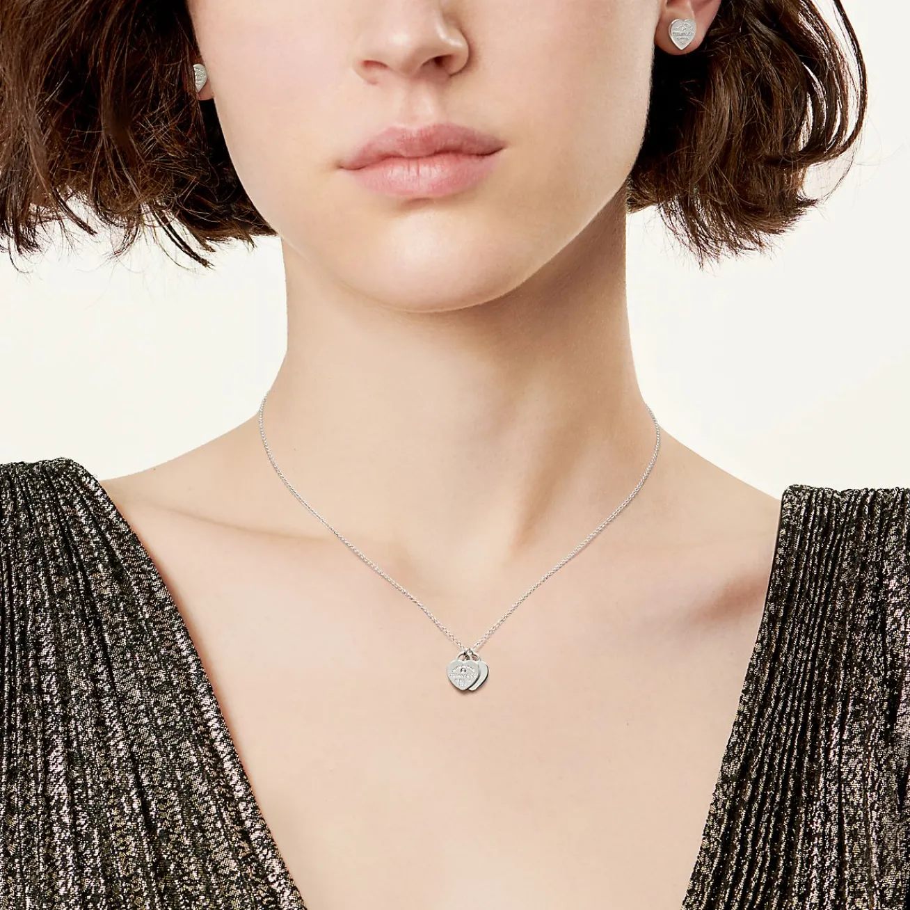 Tiffany & Co. Return to Tiffany® Heart Pendant and Earrings Set in Silver with Diamonds, Mini | ^ Gifts for Her|Her