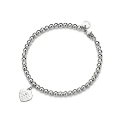 Tiffany & Co. Return to Tiffany® Heart Tag Bead Bracelet in Silver with a Diamond, 4 mm | ^ Bracelets|Sterling Silver Jewelry