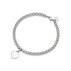Tiffany & Co. Return to Tiffany® Heart Tag Bead Bracelet in Silver with a Diamond, 4 mm | ^ Bracelets|Sterling Silver Jewelry