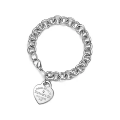 Tiffany & Co. Return to Tiffany® Heart Tag Bracelet in Sterling Silver with a Diamond, Medium | ^ Bracelets|Sterling Silver Jewelry