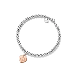 Tiffany & Co. Return to Tiffany® Heart Tag Bead Bracelet in Silver and Rose Gold, 4 mm | ^ Bracelets|Rose Gold Jewelry