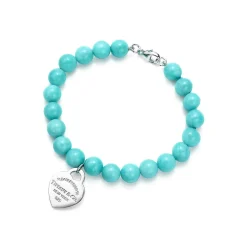 Tiffany & Co. Return to Tiffany® Heart Tag Bead Bracelet in Silver with Amazonite, 8 mm | ^ Bracelets|Sterling Silver Jewelry