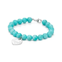 Tiffany & Co. Return to Tiffany® Heart Tag Bead Bracelet in Silver with Amazonite, 8 mm | ^ Bracelets|Sterling Silver Jewelry