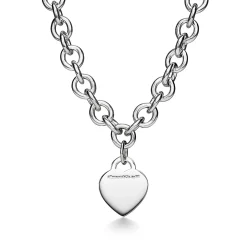 Tiffany & Co. Return to Tiffany® Heart Tag Necklace in Silver with a Diamond, Medium | ^ Necklaces & Pendants|Sterling Silver Jewelry