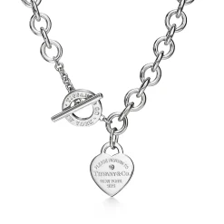 Tiffany & Co. Return to Tiffany® Heart Tag Necklace in Silver with a Diamond, Medium | ^ Necklaces & Pendants|Gifts for Her